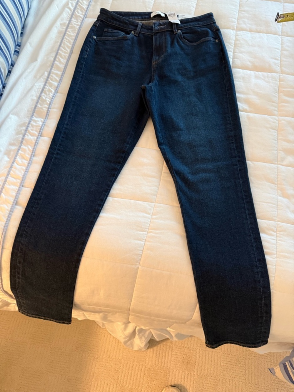 LOFT Dark Indigo Straight-Leg Jeans Skinny Curvy Midrise